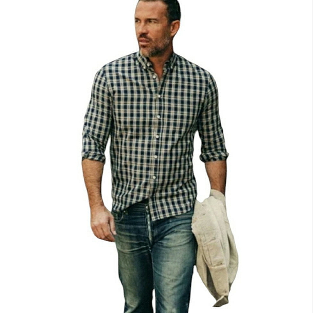 Abercrombie & Fitch Plaid Print Long Sleeves Breast Pocket Button Down Shirt L
